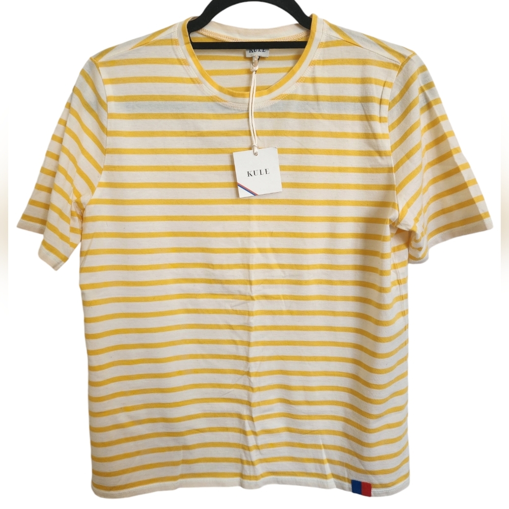 NWT Kule The Modern Yellow and White Striped T-Shirt Size small